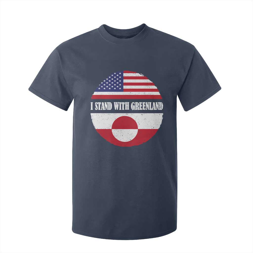 I Stand With Greenland T Shirt For Kid Political Protest Greenlander American Flag TS10 Navy Print Your Wear
