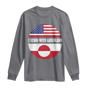 I Stand With Greenland Long Sleeve Shirt Political Protest Greenlander American Flag TS10 Charcoal Print Your Wear