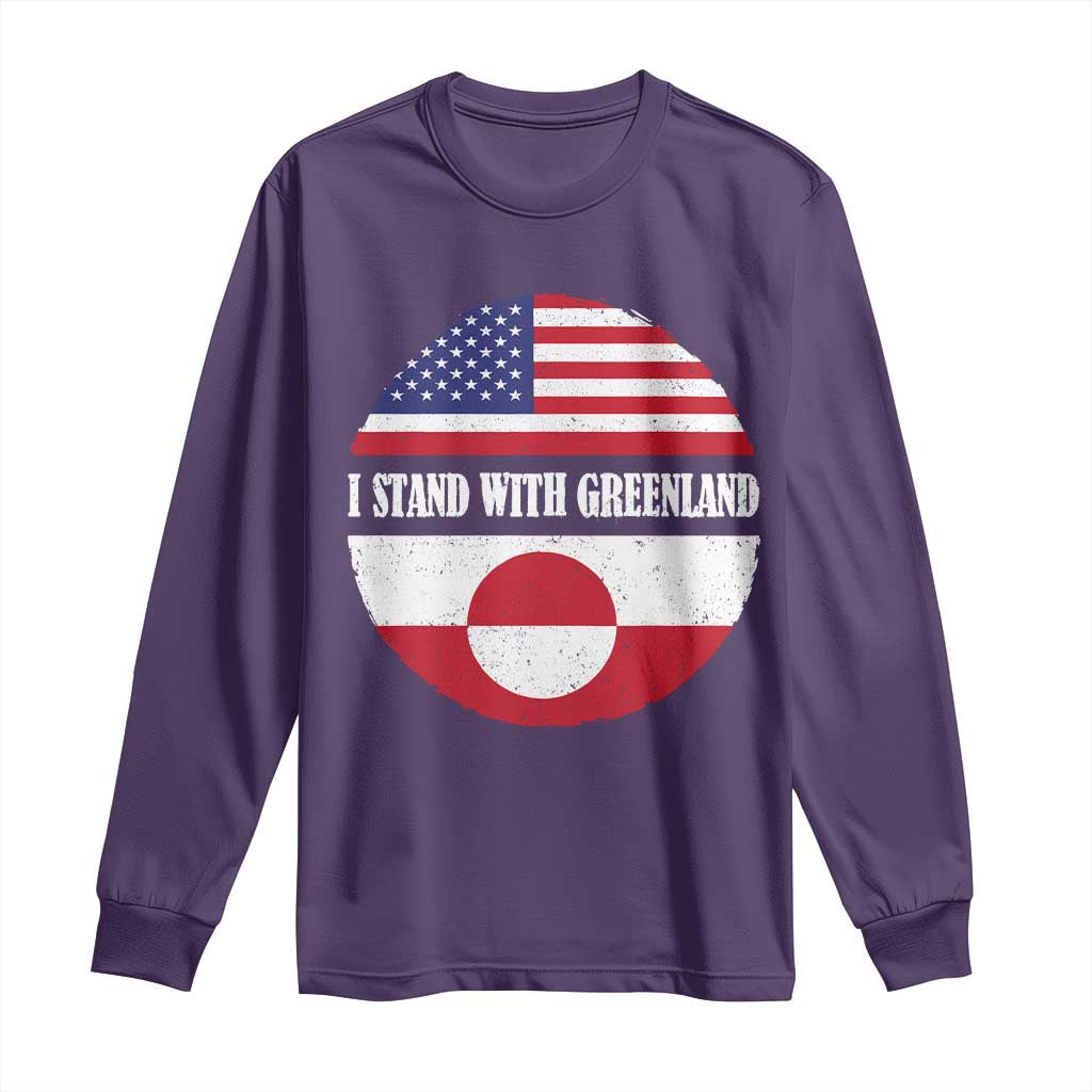 I Stand With Greenland Long Sleeve Shirt Political Protest Greenlander American Flag TS10 Purple Print Your Wear