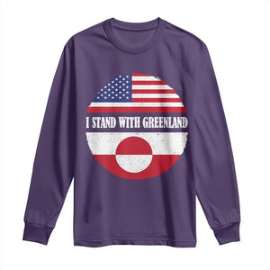 I Stand With Greenland Long Sleeve Shirt Political Protest Greenlander American Flag TS10 Purple Print Your Wear