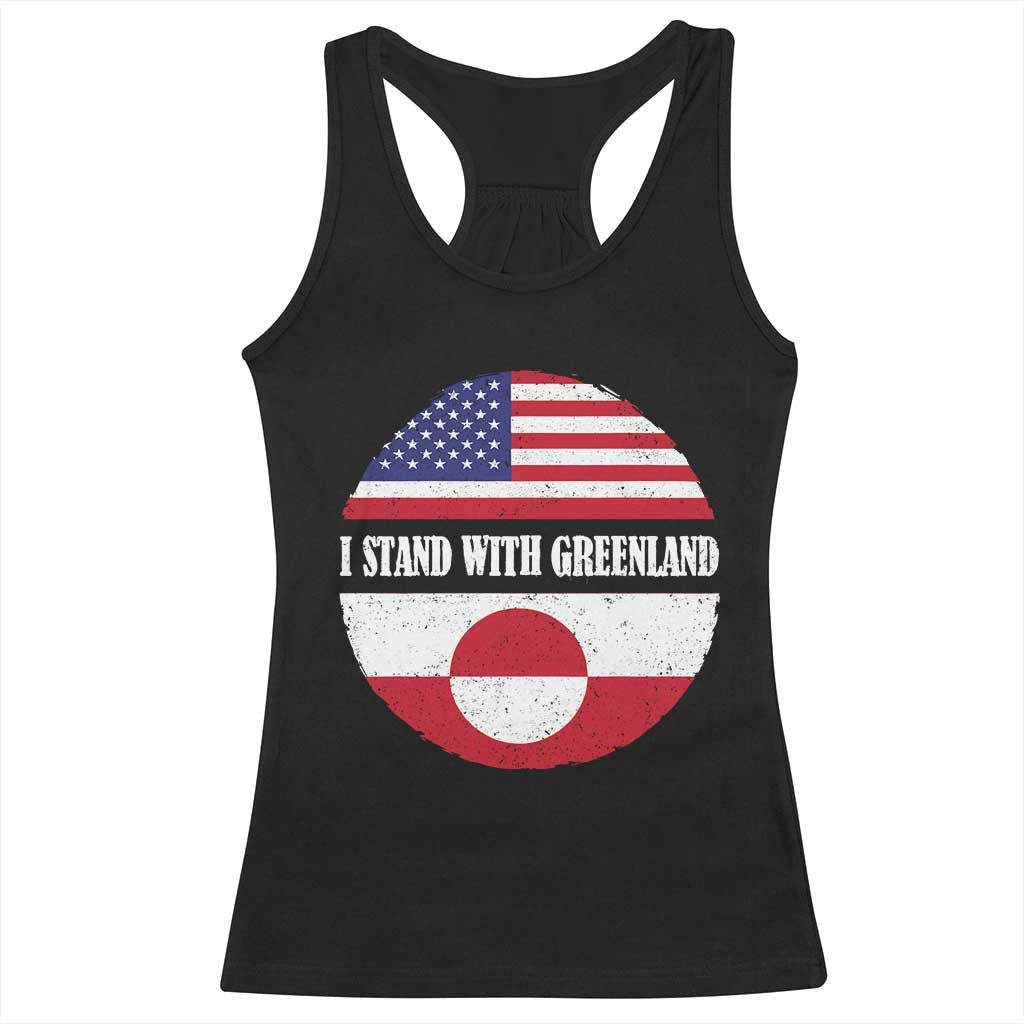 I Stand With Greenland Racerback Tank Top Political Protest Greenlander American Flag TS10 Black Print Your Wear