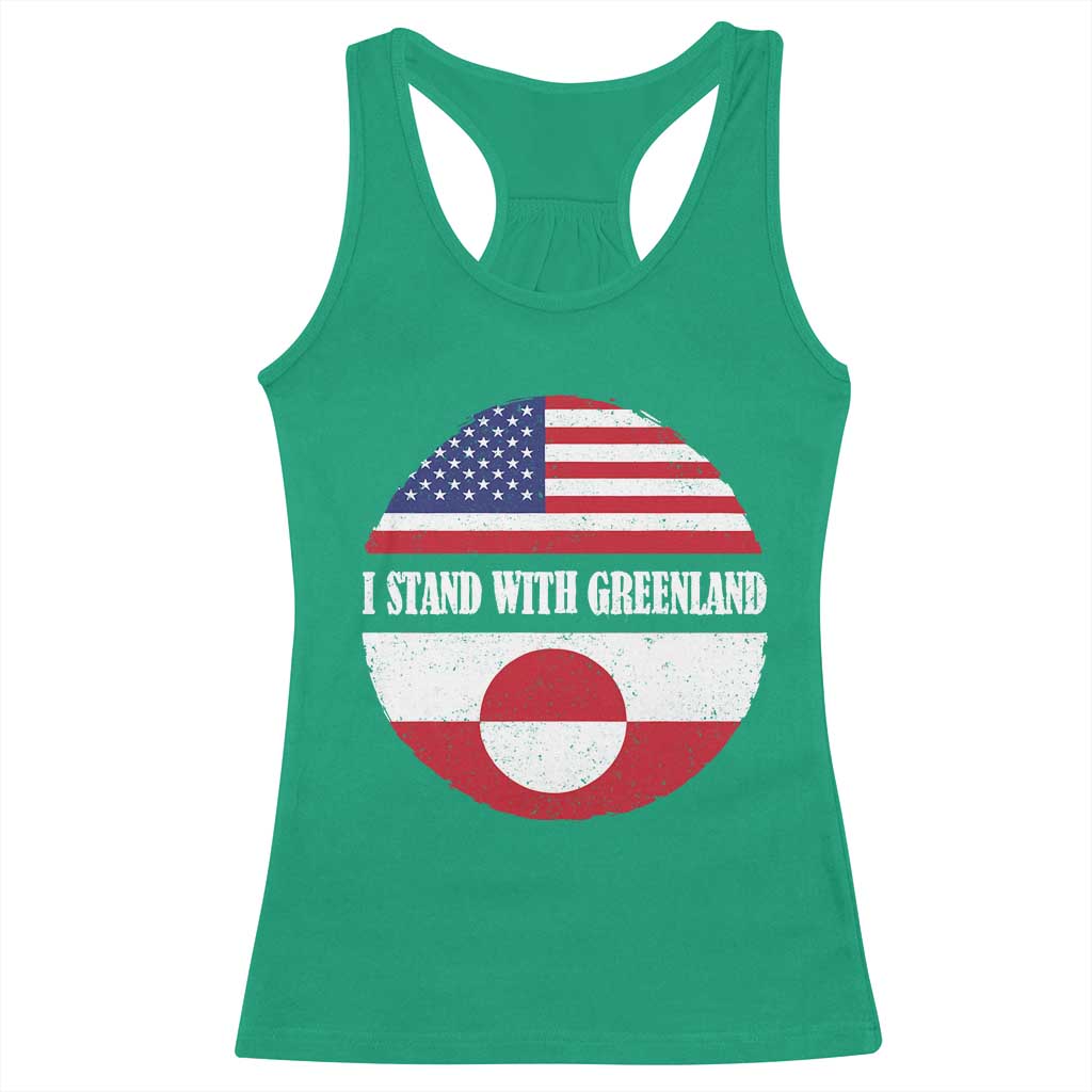 I Stand With Greenland Racerback Tank Top Political Protest Greenlander American Flag TS10 Irish Green Print Your Wear
