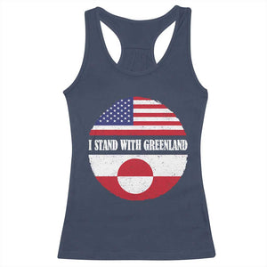 I Stand With Greenland Racerback Tank Top Political Protest Greenlander American Flag TS10 Navy Print Your Wear