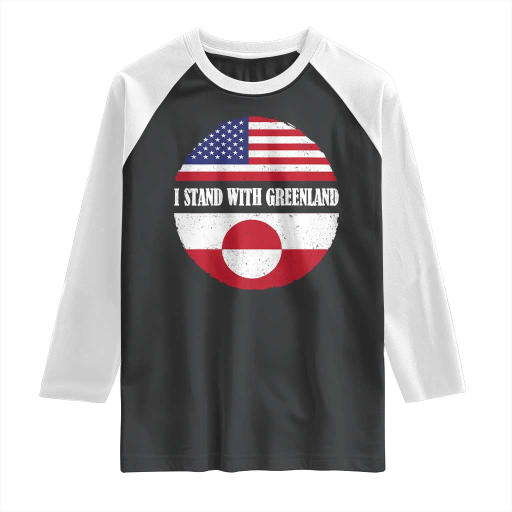 I Stand With Greenland Raglan Shirt Political Protest Greenlander American Flag TS10 Black White Print Your Wear