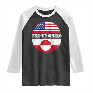 I Stand With Greenland Raglan Shirt Political Protest Greenlander American Flag TS10 Black White Print Your Wear