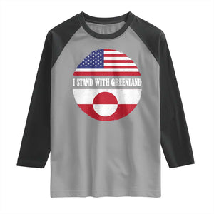 I Stand With Greenland Raglan Shirt Political Protest Greenlander American Flag TS10 Sport Gray Black Print Your Wear