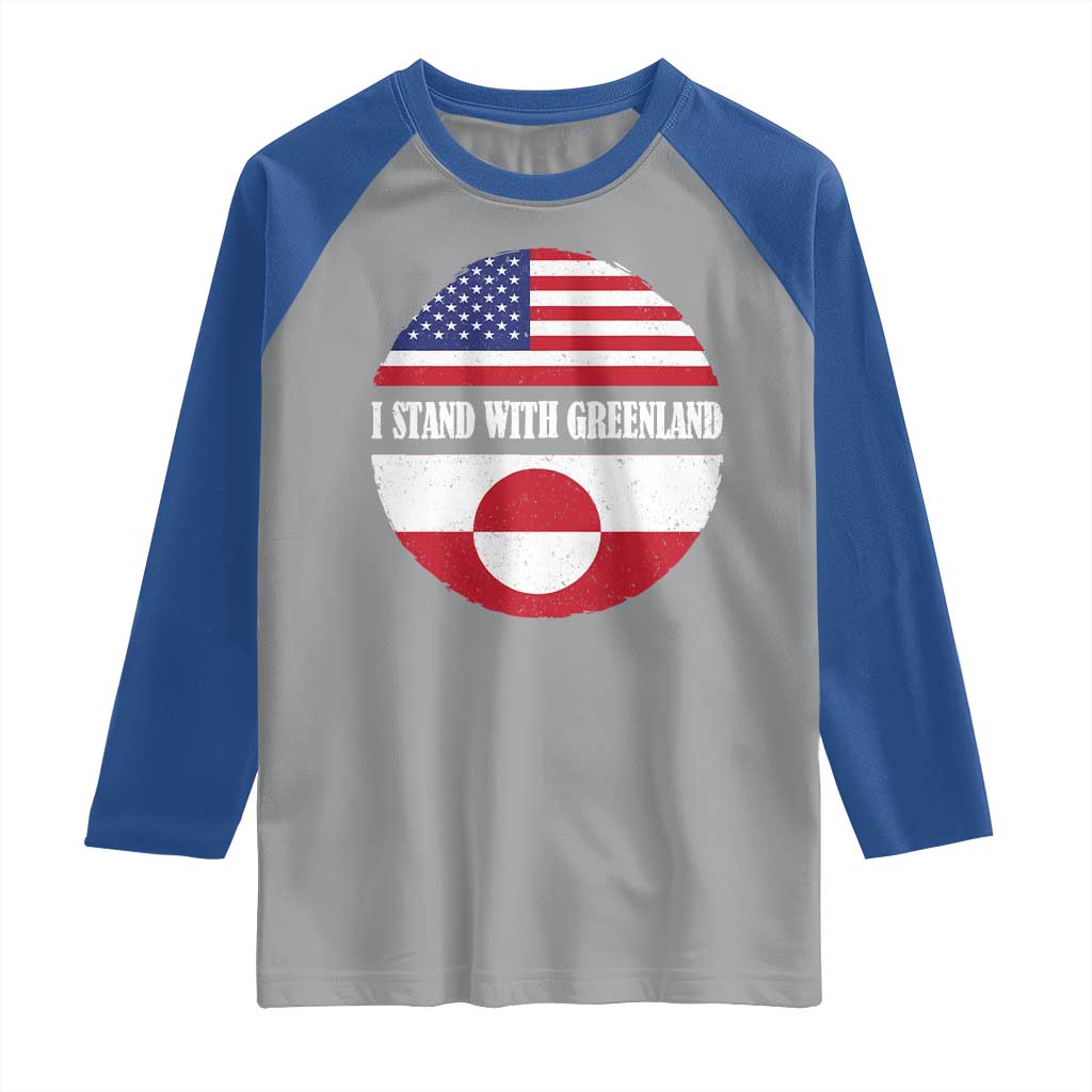 I Stand With Greenland Raglan Shirt Political Protest Greenlander American Flag TS10 Sport Gray Royal Print Your Wear