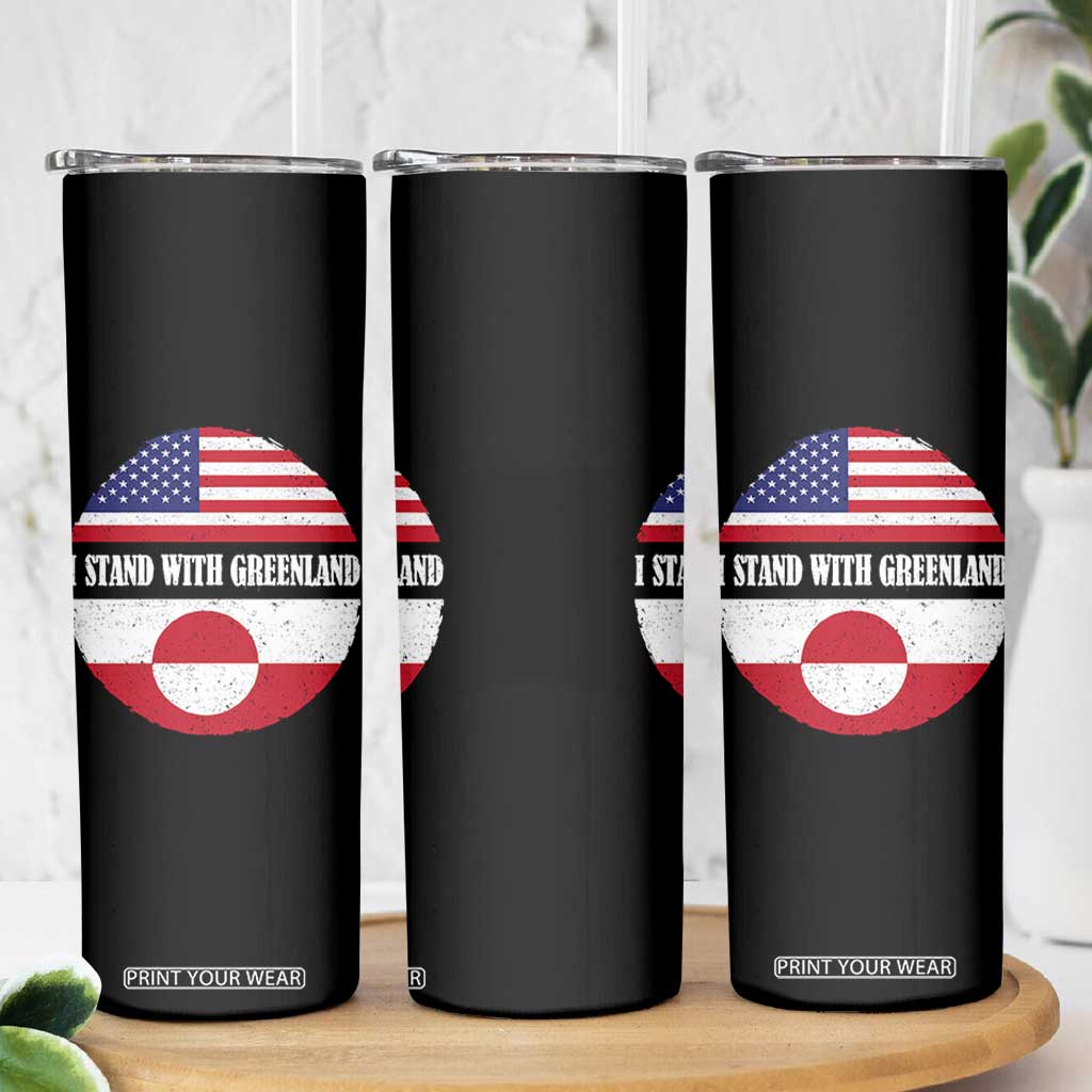 I Stand With Greenland Skinny Tumbler Political Protest Greenlander American Flag TS10 Print Your Wear