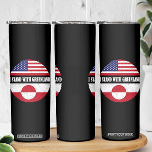 I Stand With Greenland Skinny Tumbler Political Protest Greenlander American Flag TS10 Print Your Wear