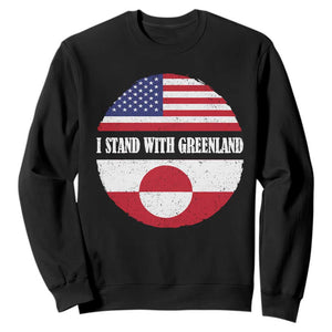 I Stand With Greenland Sweatshirt Political Protest Greenlander American Flag TS10 Black Print Your Wear