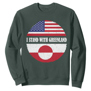 I Stand With Greenland Sweatshirt Political Protest Greenlander American Flag TS10 Dark Forest Green Print Your Wear