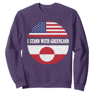 I Stand With Greenland Sweatshirt Political Protest Greenlander American Flag TS10 Purple Print Your Wear