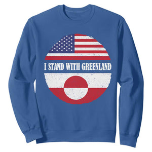 I Stand With Greenland Sweatshirt Political Protest Greenlander American Flag TS10 Royal Blue Print Your Wear