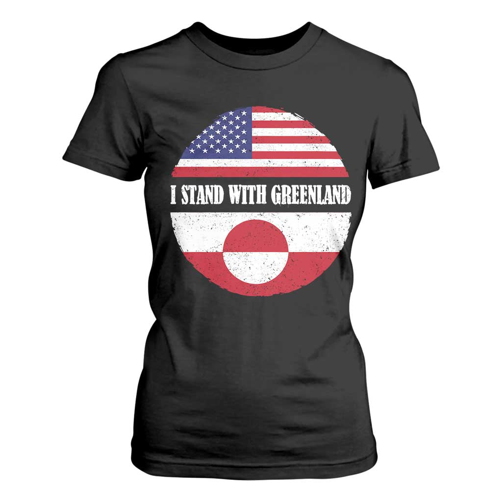 I Stand With Greenland T Shirt For Women Political Protest Greenlander American Flag TS10 Black Print Your Wear