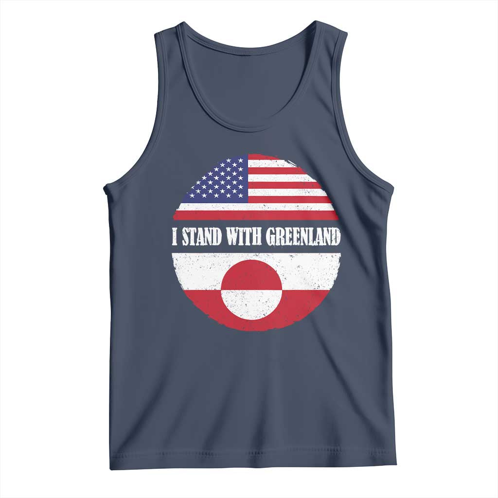 I Stand With Greenland Tank Top Political Protest Greenlander American Flag TS10 Navy Print Your Wear