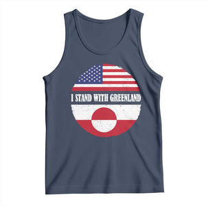 I Stand With Greenland Tank Top Political Protest Greenlander American Flag TS10 Navy Print Your Wear
