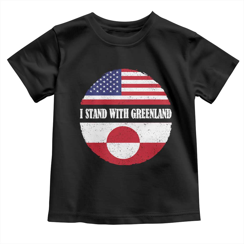 I Stand With Greenland Toddler T Shirt Political Protest Greenlander American Flag TS10 Black Print Your Wear