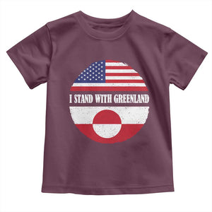 I Stand With Greenland Toddler T Shirt Political Protest Greenlander American Flag TS10 Maroon Print Your Wear