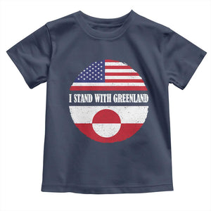 I Stand With Greenland Toddler T Shirt Political Protest Greenlander American Flag TS10 Navy Print Your Wear