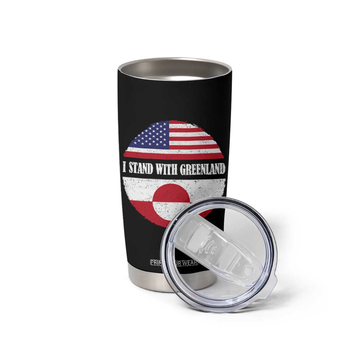 I Stand With Greenland Tumbler Cup Political Protest Greenlander American Flag TS10 Print Your Wear