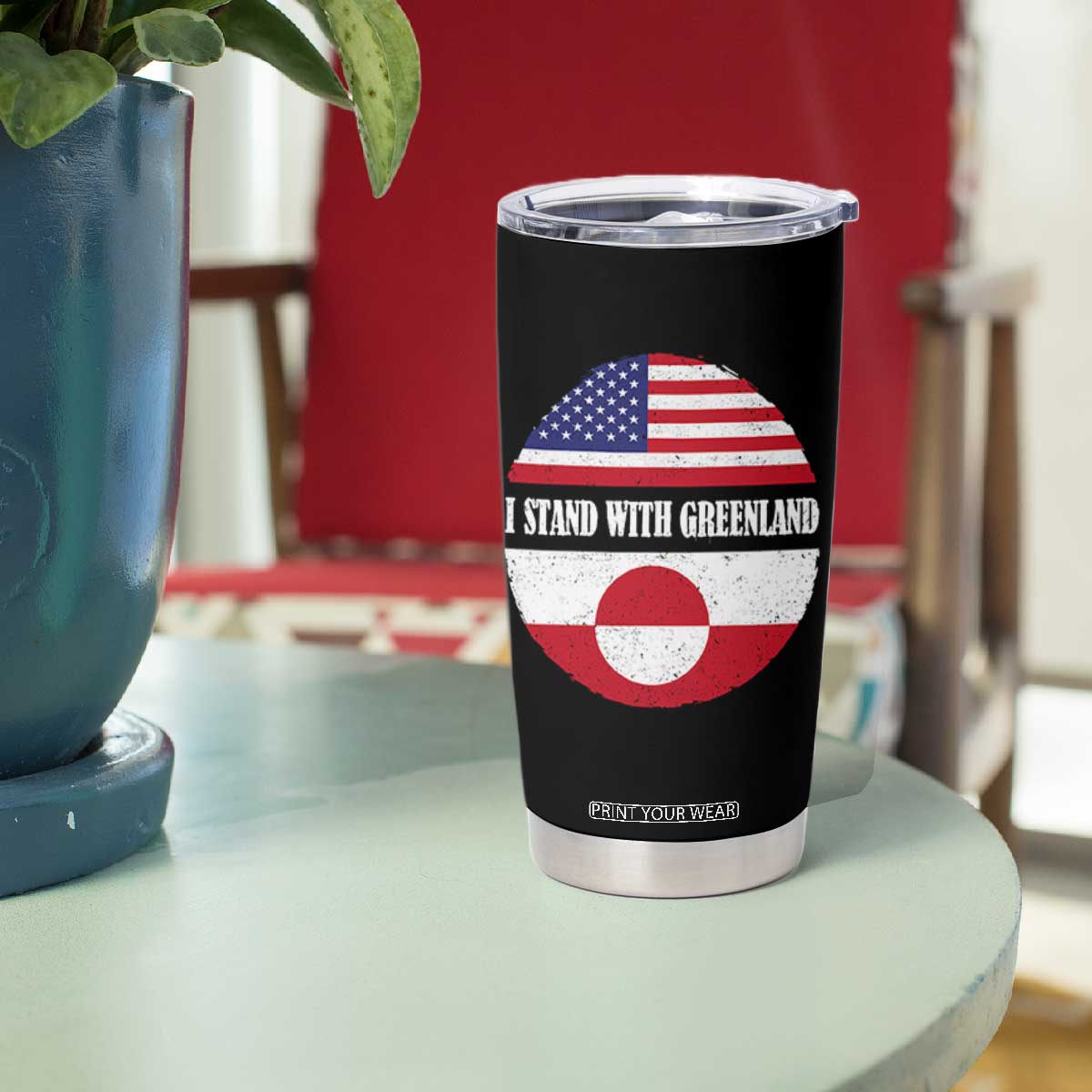 I Stand With Greenland Tumbler Cup Political Protest Greenlander American Flag TS10 Print Your Wear
