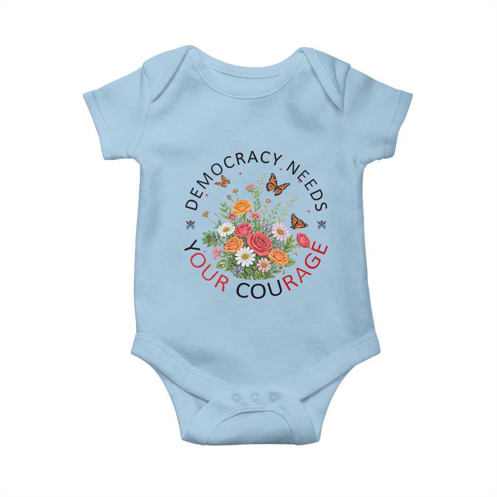 Pro Democracy Baby Onesie Human Rights Our Rage Protest Floral FDT TS10 Light Blue Print Your Wear