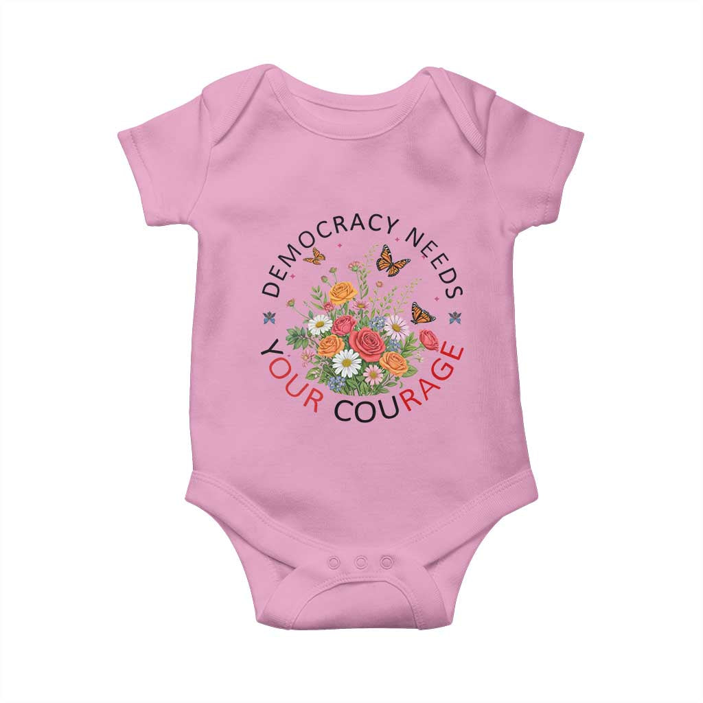 Pro Democracy Baby Onesie Human Rights Our Rage Protest Floral FDT TS10 Light Pink Print Your Wear