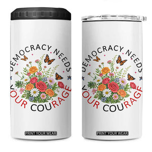 Pro Democracy 4 in 1 Can Cooler Tumbler Human Rights Our Rage Protest Floral FDT TS10 One Size: 16 oz White Print Your Wear