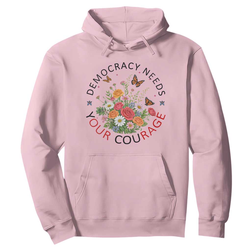 Pro Democracy Hoodie Human Rights Our Rage Protest Floral FDT TS10 Light Pink Print Your Wear