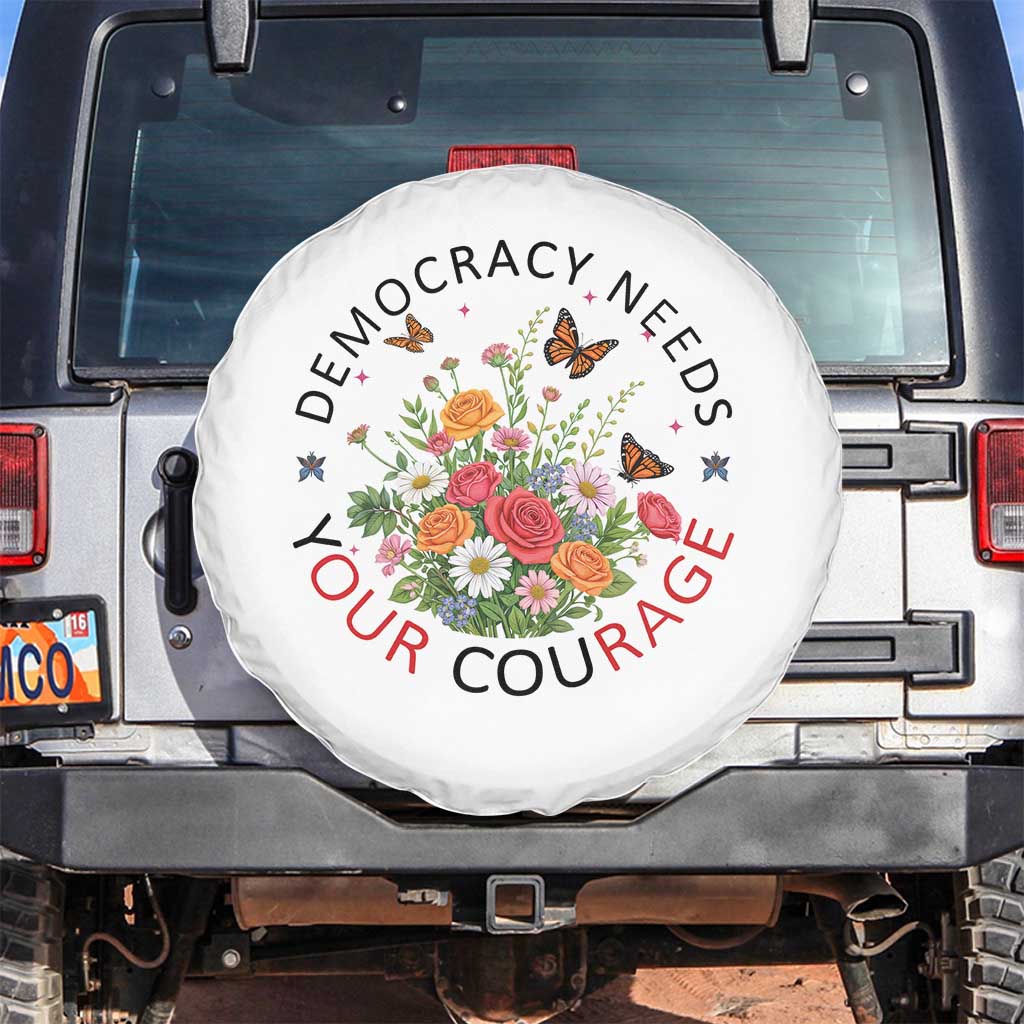 Pro Democracy Spare Tire Cover Human Rights Our Rage Protest Floral FDT TS10 No hole White Print Your Wear