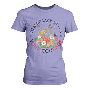 Pro Democracy T Shirt For Women Human Rights Our Rage Protest Floral FDT TS10 Violet Print Your Wear
