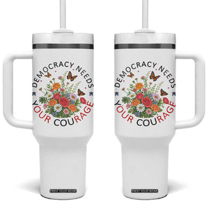 Pro Democracy Tumbler With Handle Human Rights Our Rage Protest Floral FDT TS10 One Size: 40 oz White Print Your Wear