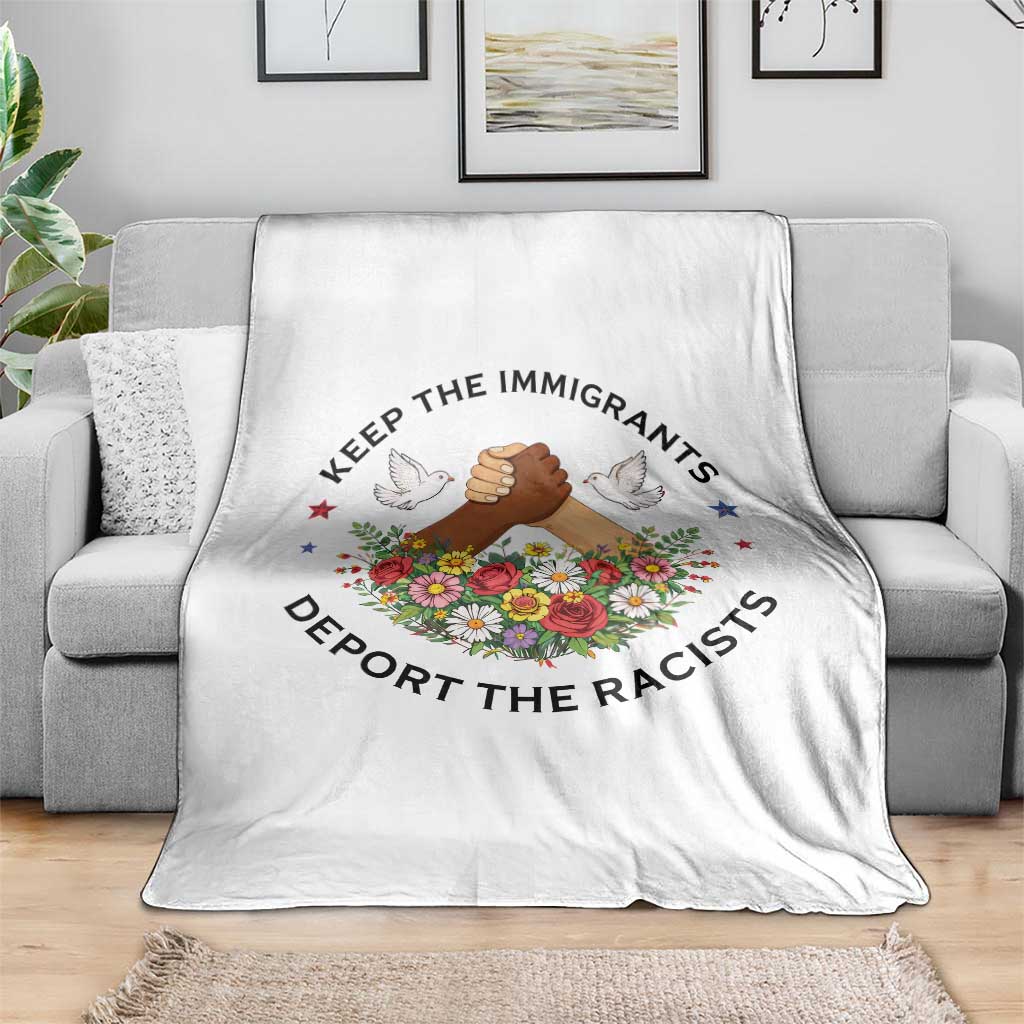 Keep The Immigrants Deport The Racist Throw Blanket Floral FDT TS10 Print Your Wear