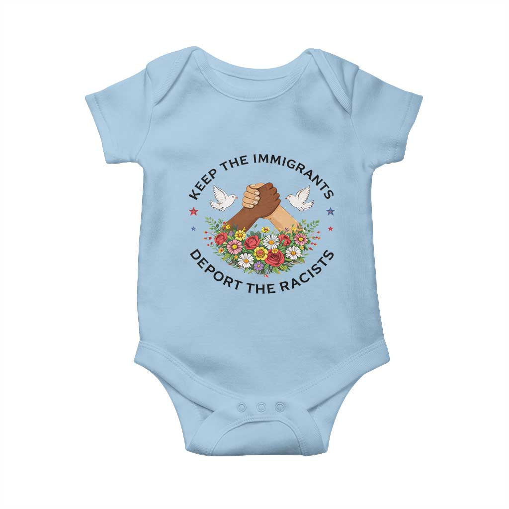 Keep The Immigrants Deport The Racist Baby Onesie Floral FDT TS10 Light Blue Print Your Wear