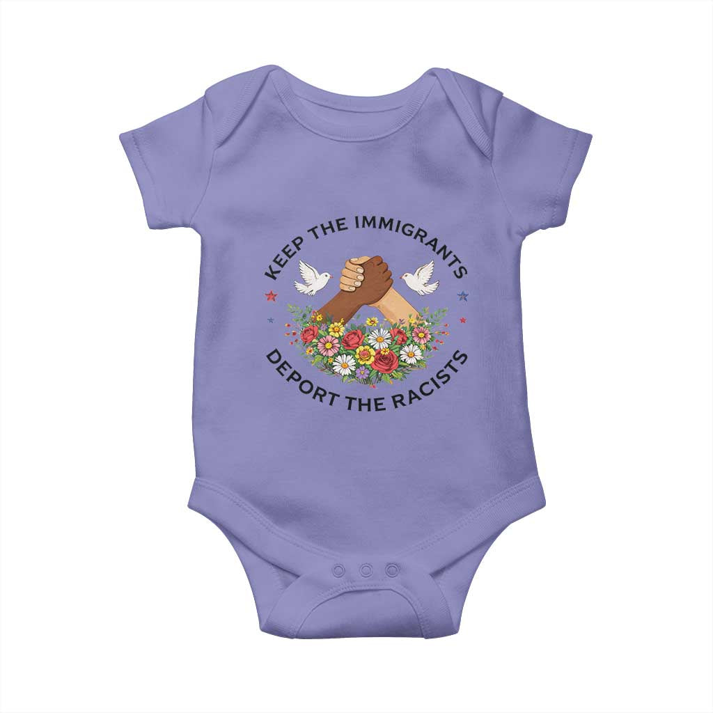 Keep The Immigrants Deport The Racist Baby Onesie Floral FDT TS10 Violet Print Your Wear