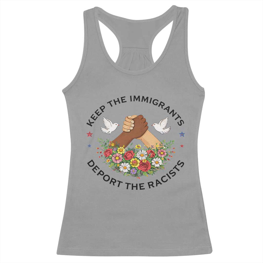 Keep The Immigrants Deport The Racist Racerback Tank Top Floral FDT TS10 Sport Gray Print Your Wear