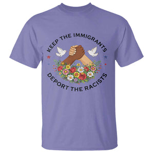 Keep The Immigrants Deport The Racist T Shirt Floral FDT TS10 Violet Print Your Wear