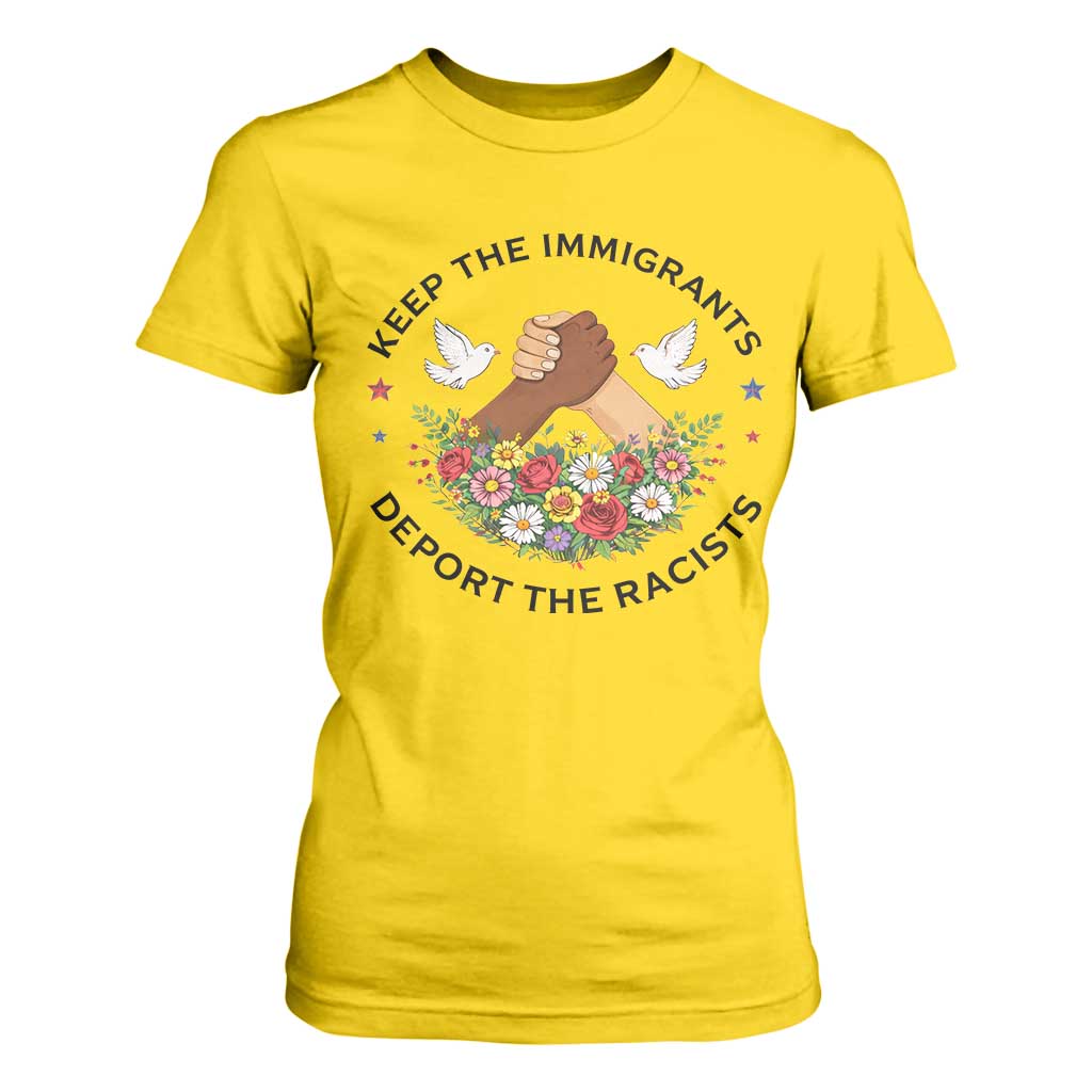 Keep The Immigrants Deport The Racist T Shirt For Women Floral FDT TS10 Daisy Print Your Wear