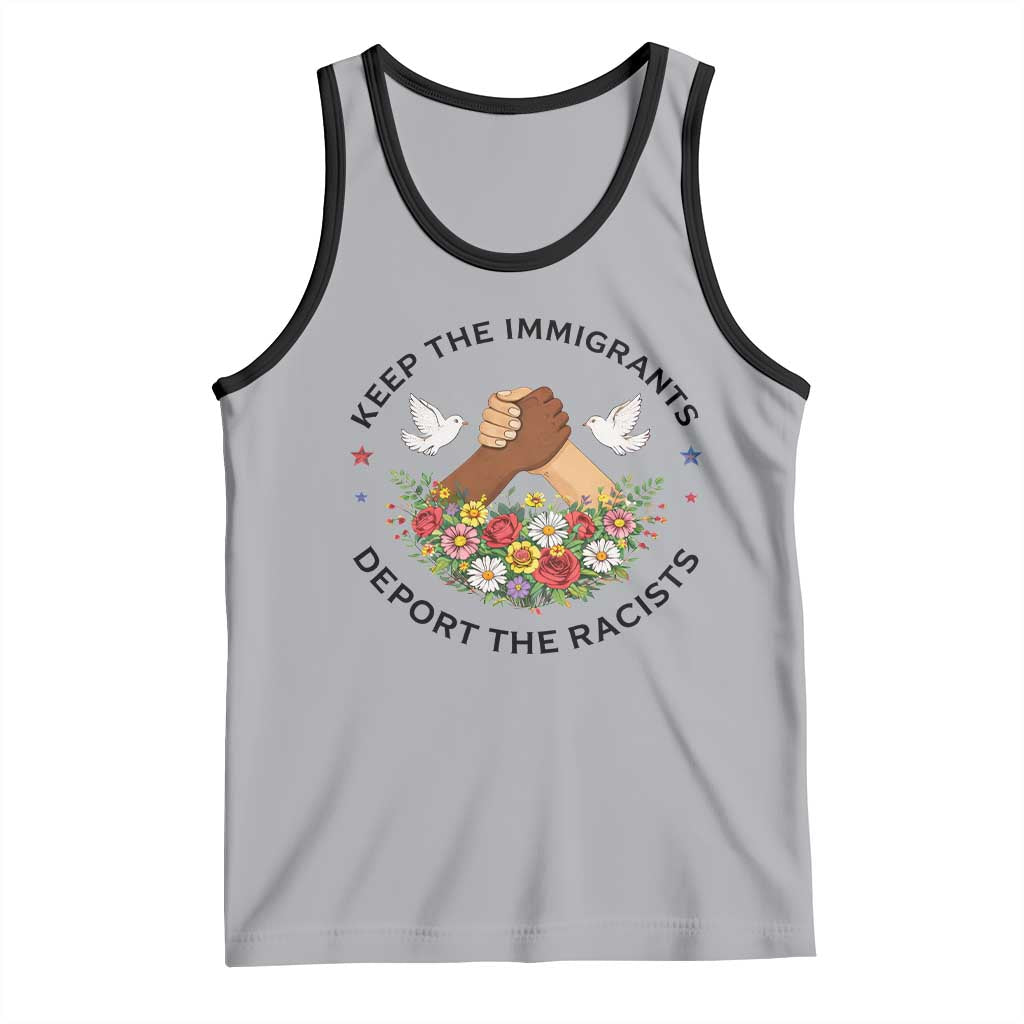 Keep The Immigrants Deport The Racist Tank Top Floral FDT TS10 Athletic Heather Black Print Your Wear