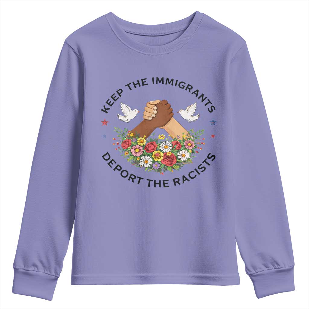 Keep The Immigrants Deport The Racist Youth Sweatshirt Floral FDT TS10 Violet Print Your Wear