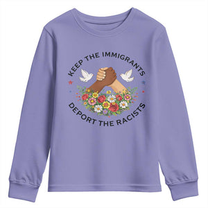 Keep The Immigrants Deport The Racist Youth Sweatshirt Floral FDT TS10 Violet Print Your Wear