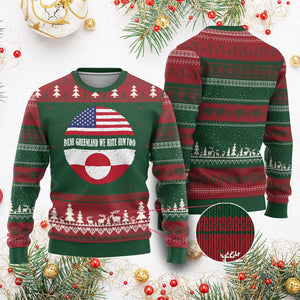 Dear Greenland We Hate Him Too Ugly Christmas Sweater Political Protest Greenlander American Flag TS10 Red Green Print Your Wear