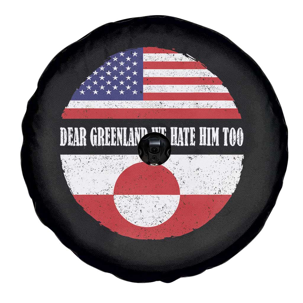 Dear Greenland We Hate Him Too Spare Tire Cover Political Protest Greenlander American Flag TS10 Print Your Wear