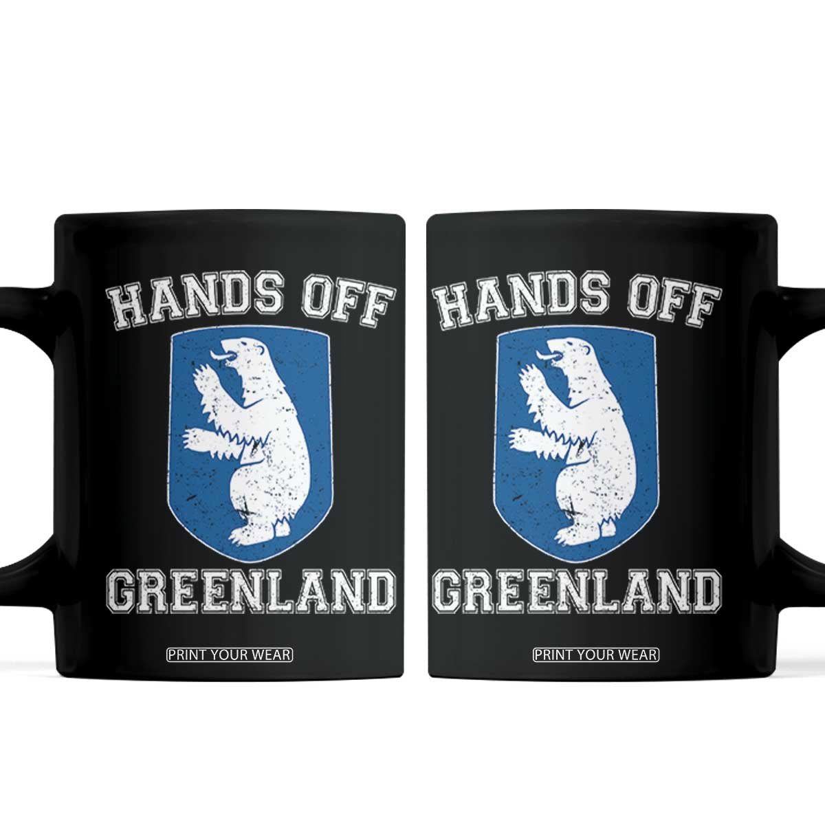 Hands Off Greenland Coffee Mug Polar Bear Vintage Political Protest TS10 Black Print Your Wear