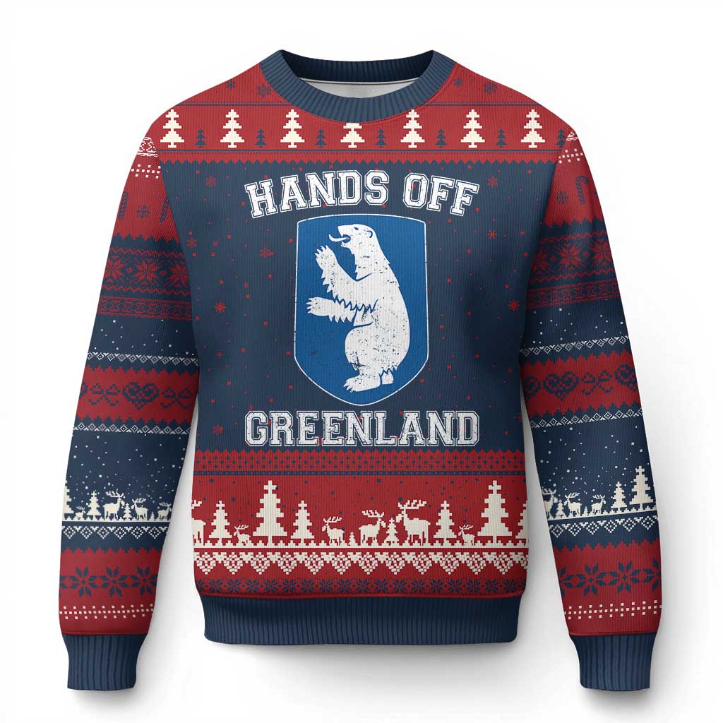 Hands Off Greenland Ugly Christmas Sweater Polar Bear Vintage Political Protest TS10 Navy Red Print Your Wear