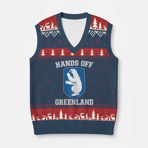 Hands Off Greenland V-Neck Knit Sweater Vest Polar Bear Vintage Political Protest TS10 Navy Red Print Your Wear