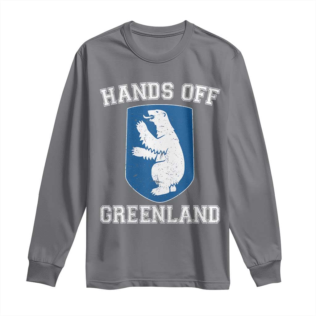Hands Off Greenland Long Sleeve Shirt Polar Bear Vintage Political Protest TS10 Charcoal Print Your Wear
