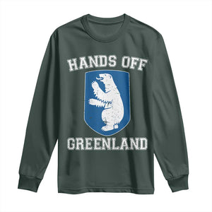 Hands Off Greenland Long Sleeve Shirt Polar Bear Vintage Political Protest TS10 Dark Forest Green Print Your Wear