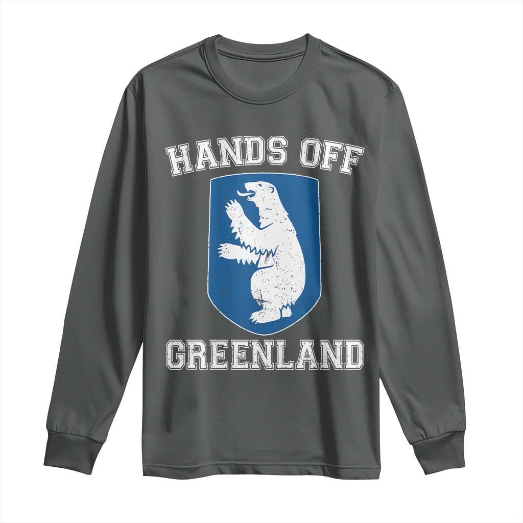 Hands Off Greenland Long Sleeve Shirt Polar Bear Vintage Political Protest TS10 Dark Heather Print Your Wear