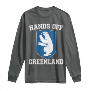 Hands Off Greenland Long Sleeve Shirt Polar Bear Vintage Political Protest TS10 Dark Heather Print Your Wear